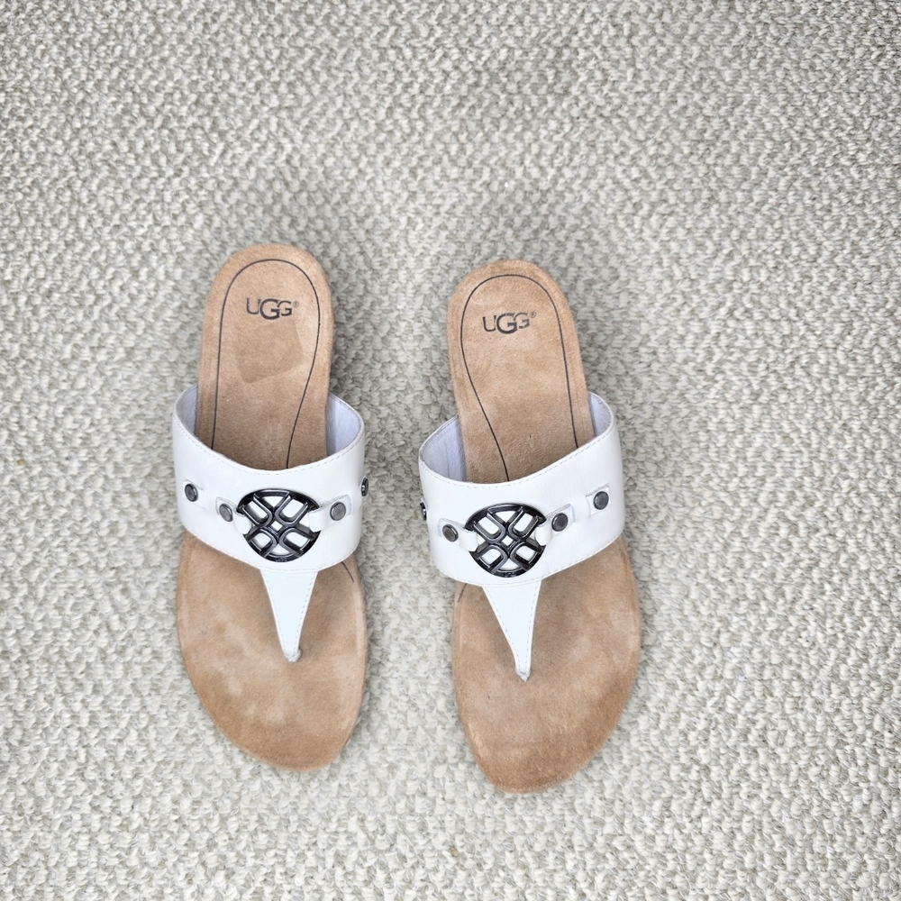 UGG Briella Women's White and Tan Wedge Sandals 7.5